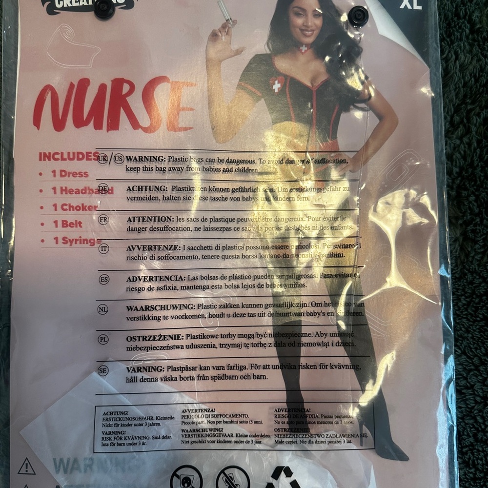 Nurse Costume Mini Dress XL - Black and Red (comes with hat, belt, and choker)
